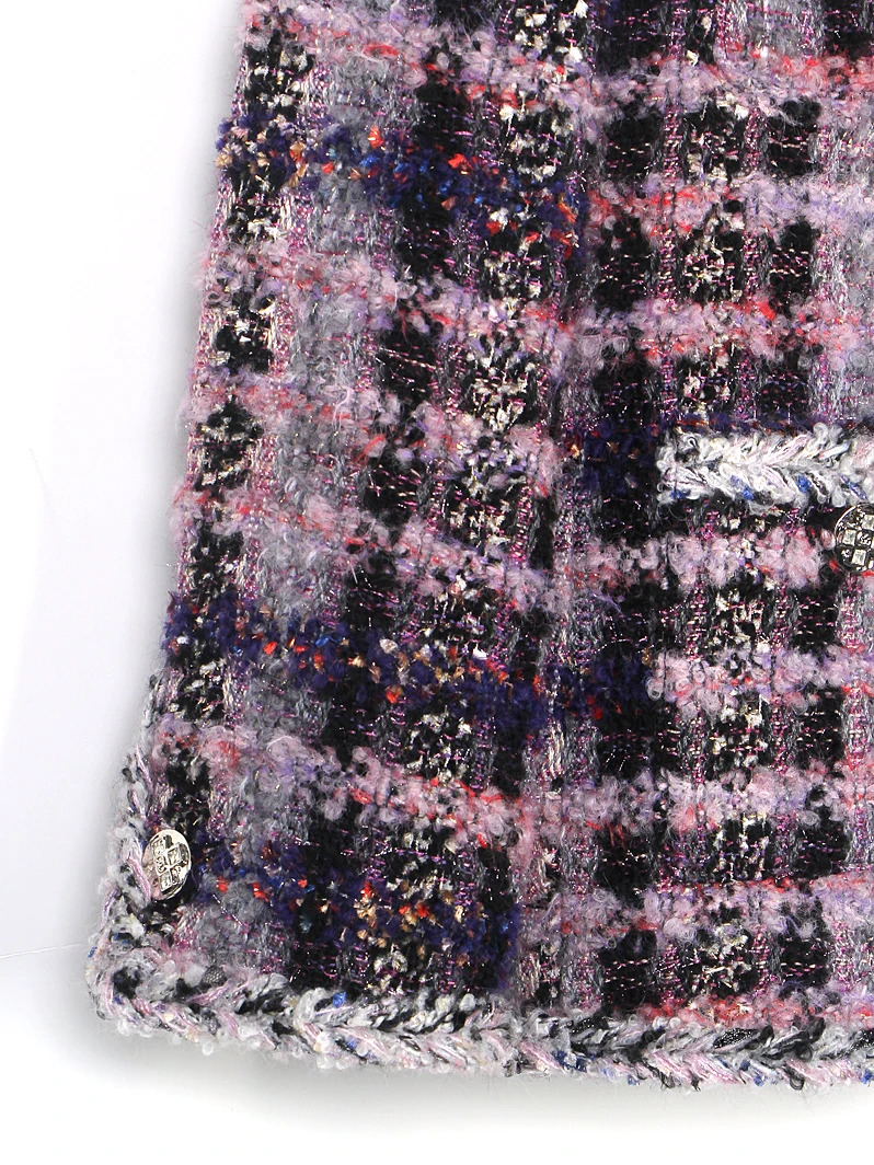 French elegant comfortable and atmospheric midlength purple mist wool mixed highend n tweed jacket 251110