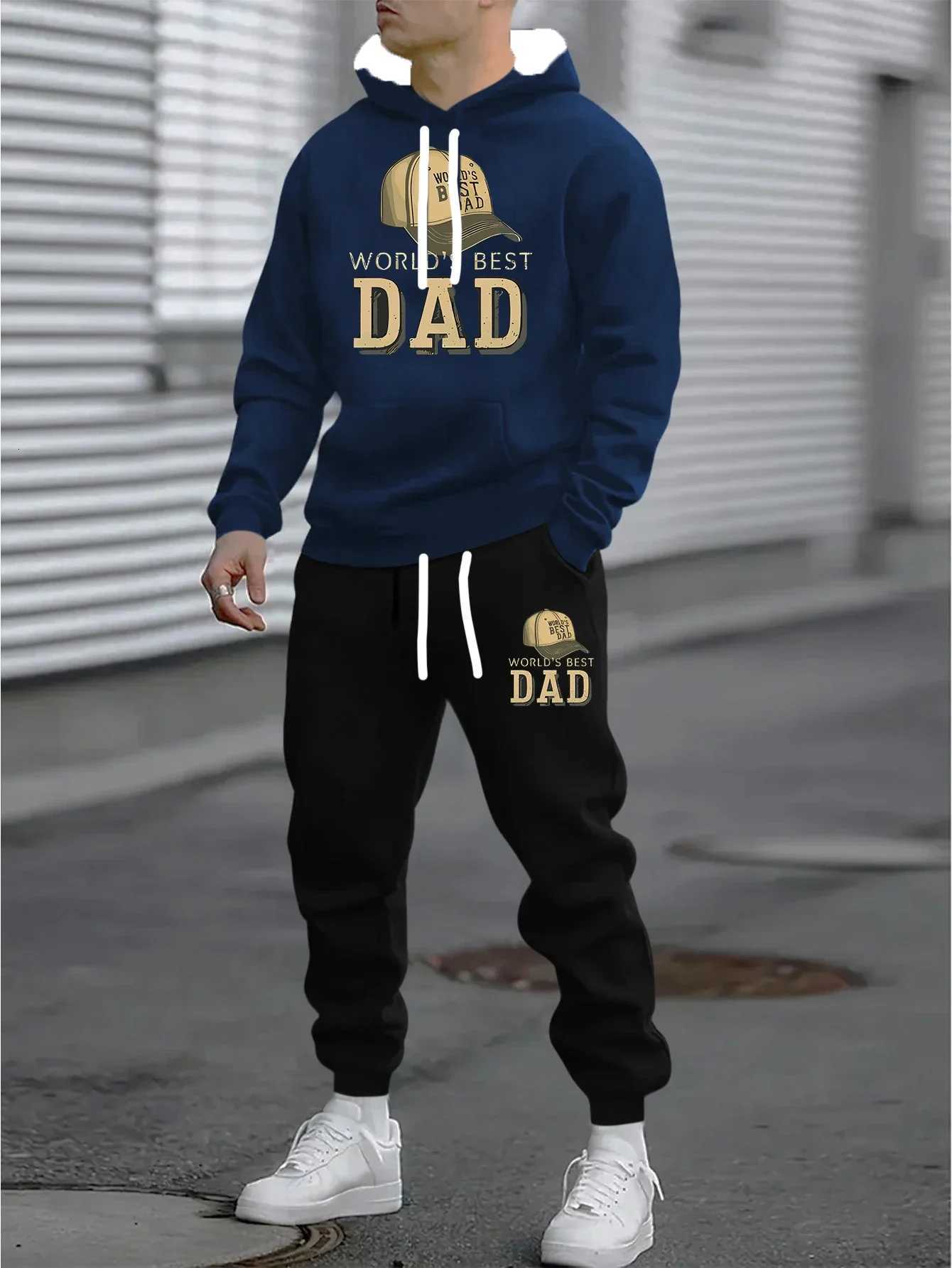 Autumn and Winter Men Hoodie Set Men DAD Printed Pattern Street Wear Sports Set Quick Drying Hoodies 2 Pac Set Tracksuit Sets W251110