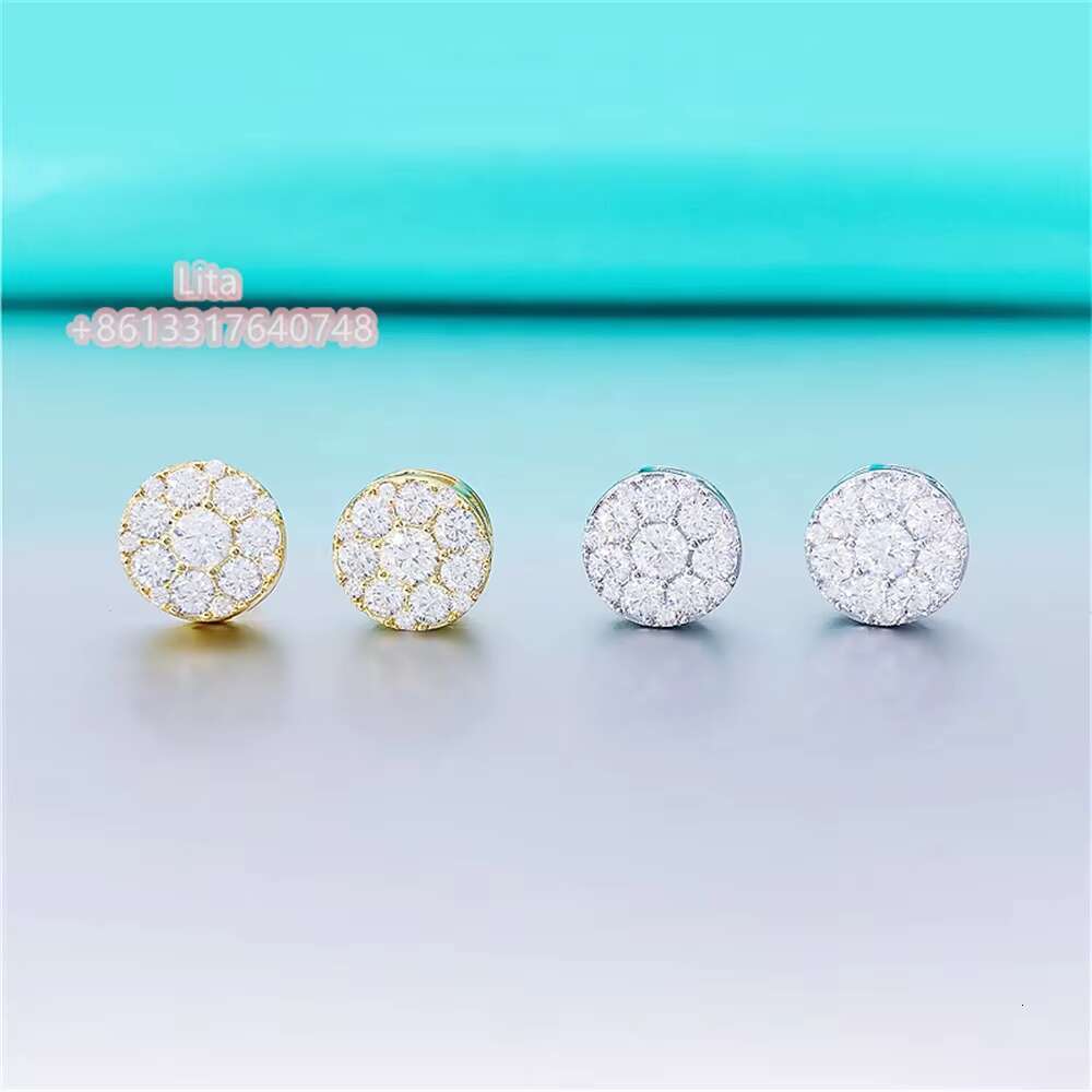 Fine Jewelry Fashion 14k Gold Plated Silver Womens Moissanite Small Diamond Stud Earrings