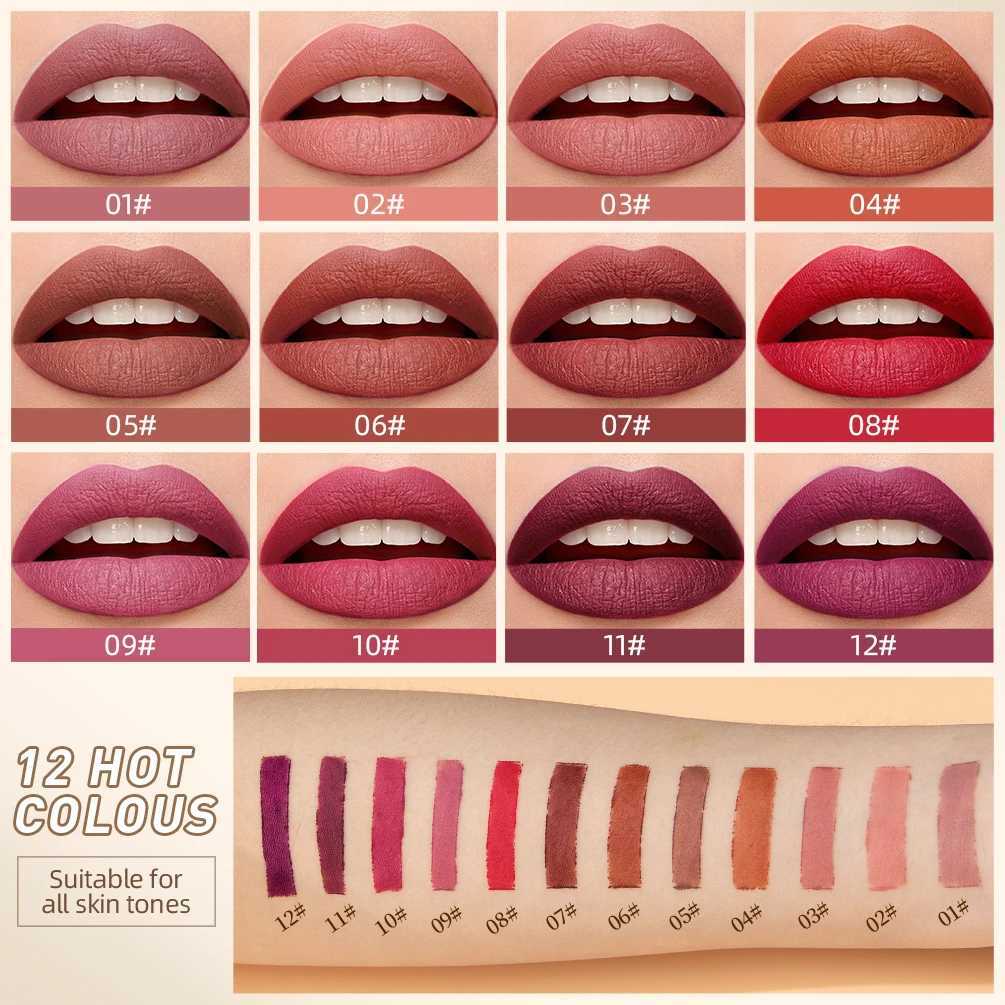 QIBEST 1PC Sexy Matte Lipstick Waterproof Long Lasting Color Rendering Non-stick Velvet Lips Liner Pencil Woman Makeup CosmeticsT251110