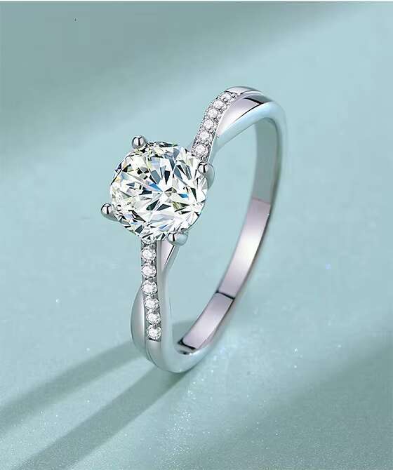 Mosang Stone Ring Womens S925 Sterling Silver Simulated Diamond Wedding Ring Classic Six Claw Closed Ring