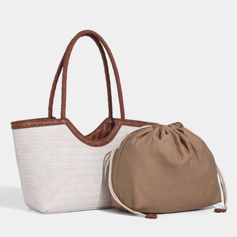Tote Bag For Women Luxury Designer Handbag Purse 2025 New In PU Imitation Braided Embossment With Inner Pocket Underarm Shoulder
