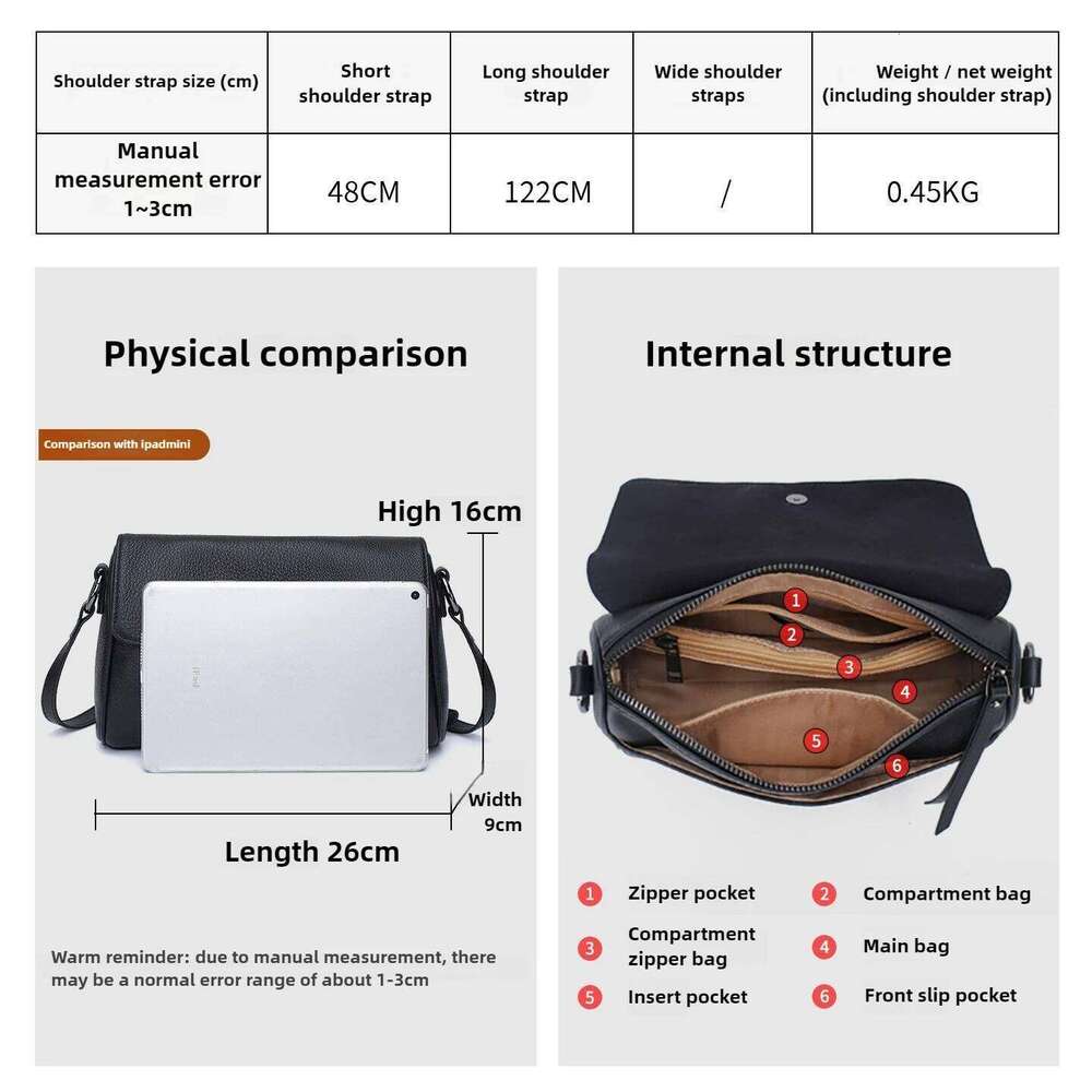 Genuine Top Grain Leather Crossbody Bag For Women 2025 - Multi-Pocket Vintage Shoulder Bag, Commuter Tote & Underarm Purse