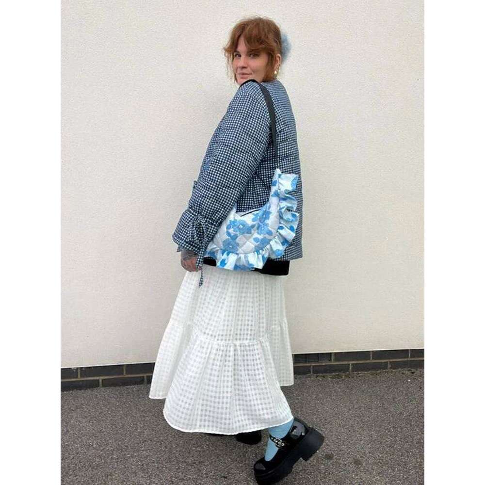 Fashion Printed 2 Side Quilting For Women Elegant O-Neck Single Breasted Loose Cotton Coat Female Autumn Winter Lady Jacket