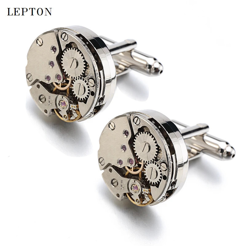 Watch Movement Cufflinks for immovable Stainless Steel Steampunk Gear Watch Mechanism Cuff links for Mens Relojes gemelos 250409