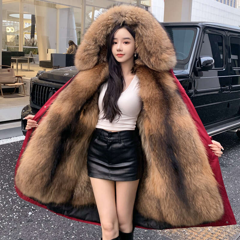 with Inner Women's New Parka Detachable Fur, Large Size Long Faux Fur Coat , , ,