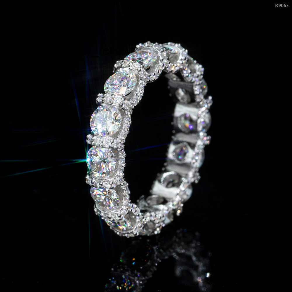 Luxury S925 White Gold Plated Fine Jewelry Engagement Wedding Moissanite Diamond Ring