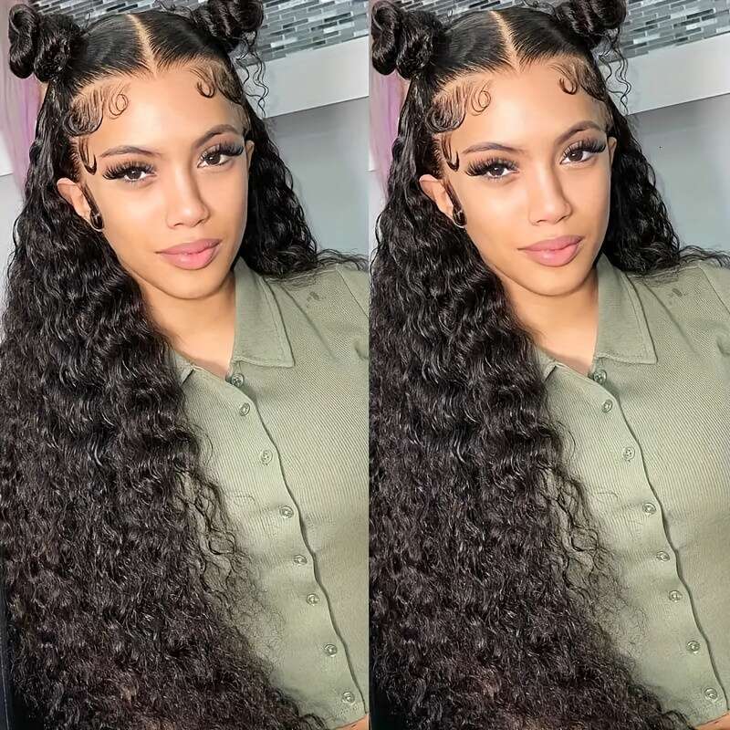 4X4 Transparent Frontal With Baby Pre Plucked 180% Density For Brazilian Jerry Curly Lace Front Wigs Human Hair Natural Color
