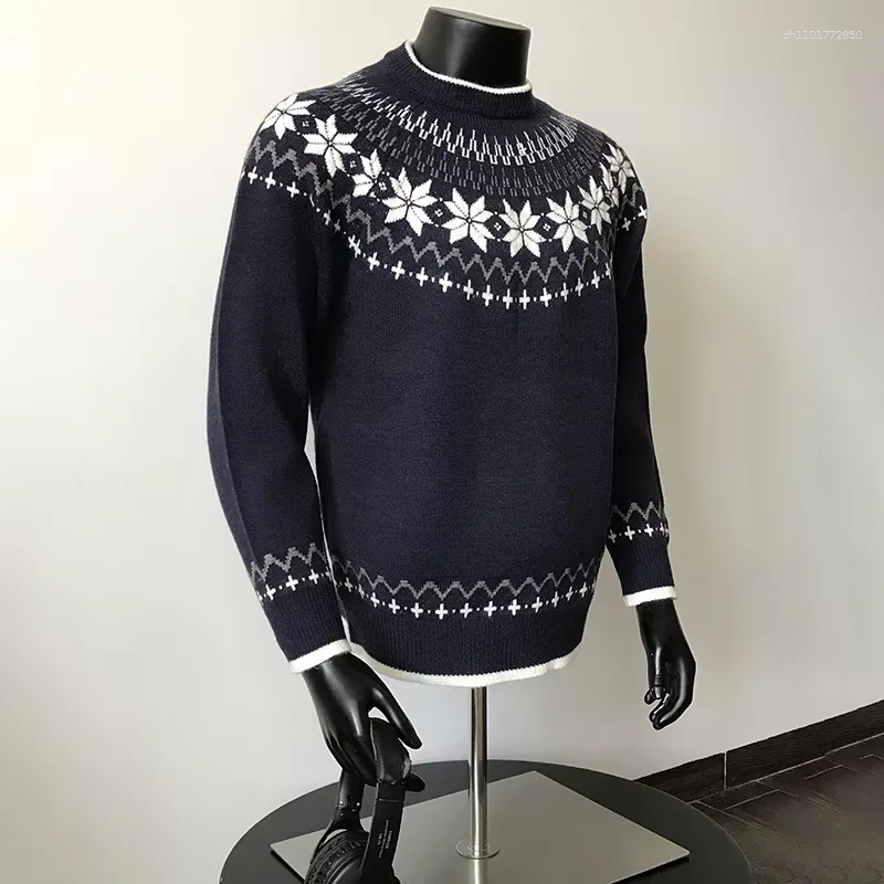 Men's Sweaters Vintage Icelandic Knit Sweater Male Autumn Winter Heavyweight Color Block Pattern Knitwear Christmas