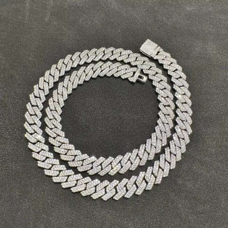 King Jewelry Iced Out Hip Hop 8mm VVS Cuban Link Chain Necklace Luxury Moissanite 925 Silver Gold Plated Men Cuban Necklace