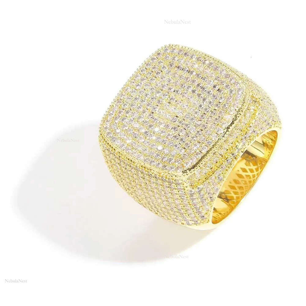 Moissanite Iced Out Rings Men Gold Plated Sterg Sier Dia Hip Hop RingFashion Fine Jewelry Vvs
