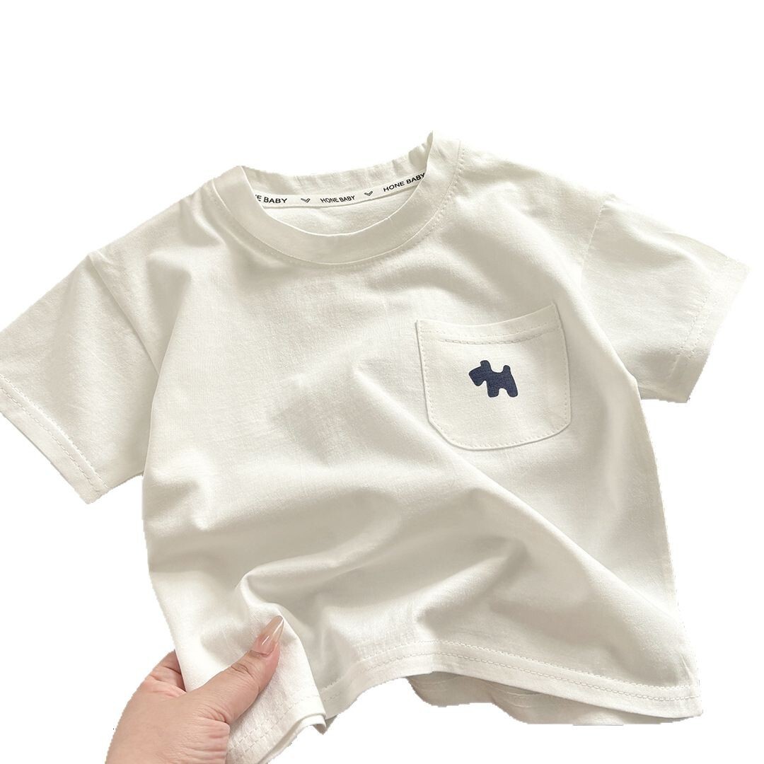 GS- Ddmyshoesvip Children T Shirt Pure Cotton Boys Summer Clothes Baby S New Children S Clothing Girls Loose Casual Top With Half Sleeves