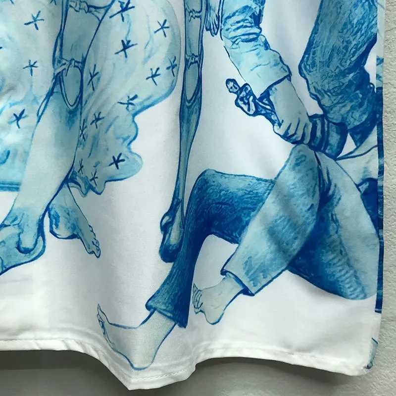 Abstract Art Portrait Pattern Print Shirt Short Sleeve Casual Mens Street Clothing Summer Camisa Masculina Shirt Moda Hombre X250410