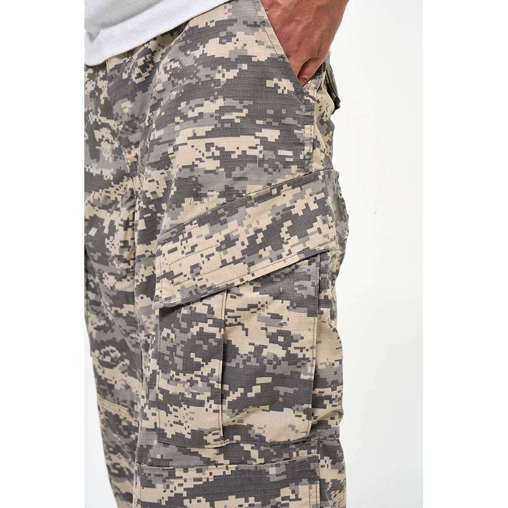 Multi-Pocket Vintage Irregular Rough Edge Toog Loose Camo Wide Leg Baggy Paratrooper Pants Men