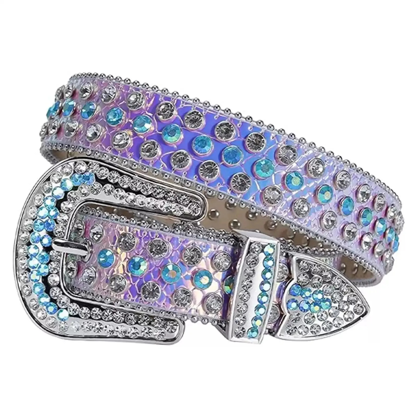 mens casual punk rock rhinestone belts cow suede leather rivets belt women er waistband pin buckle blue studded strapon 250409