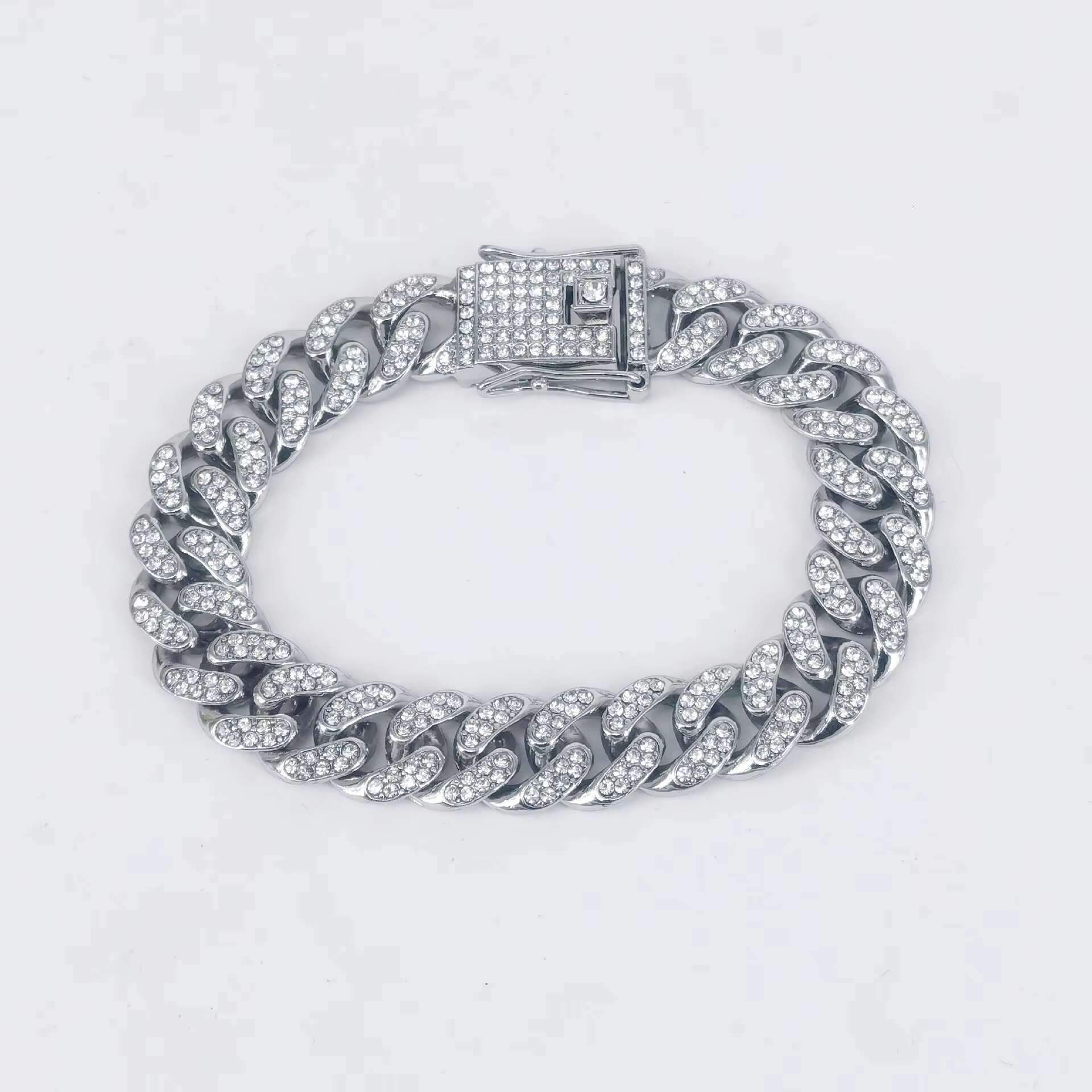 Manufacturer Wholesale High-quality Fashionable Hip-hop Style 12mm Full Dia Cuban Bracelet Necklace