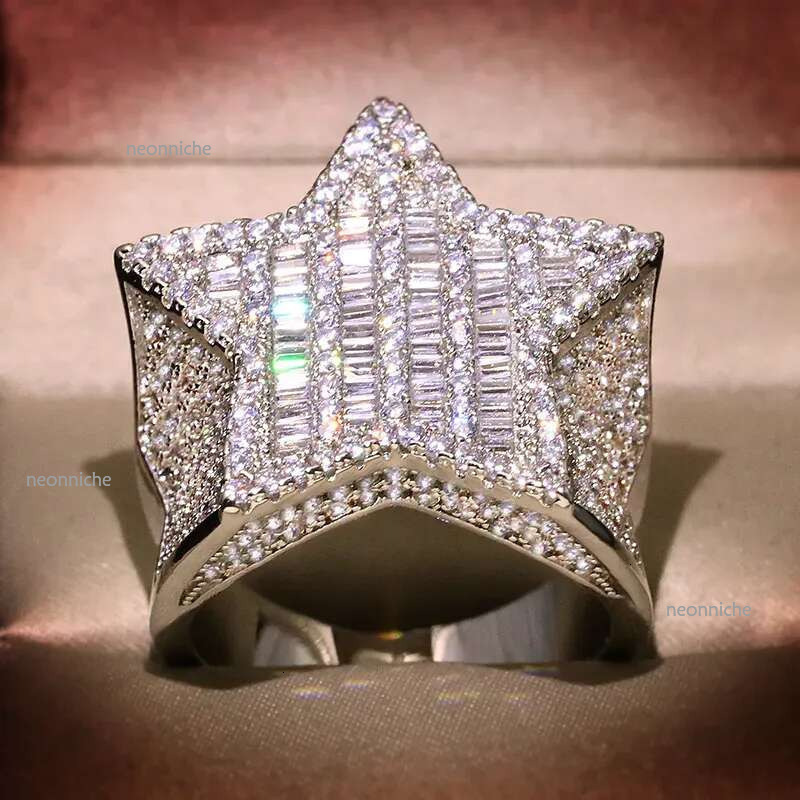 Mens Gold Ring Stones designer rings for men High Quality Five-pointed Star Fashion Hip Hop Sier Rings Jewelry