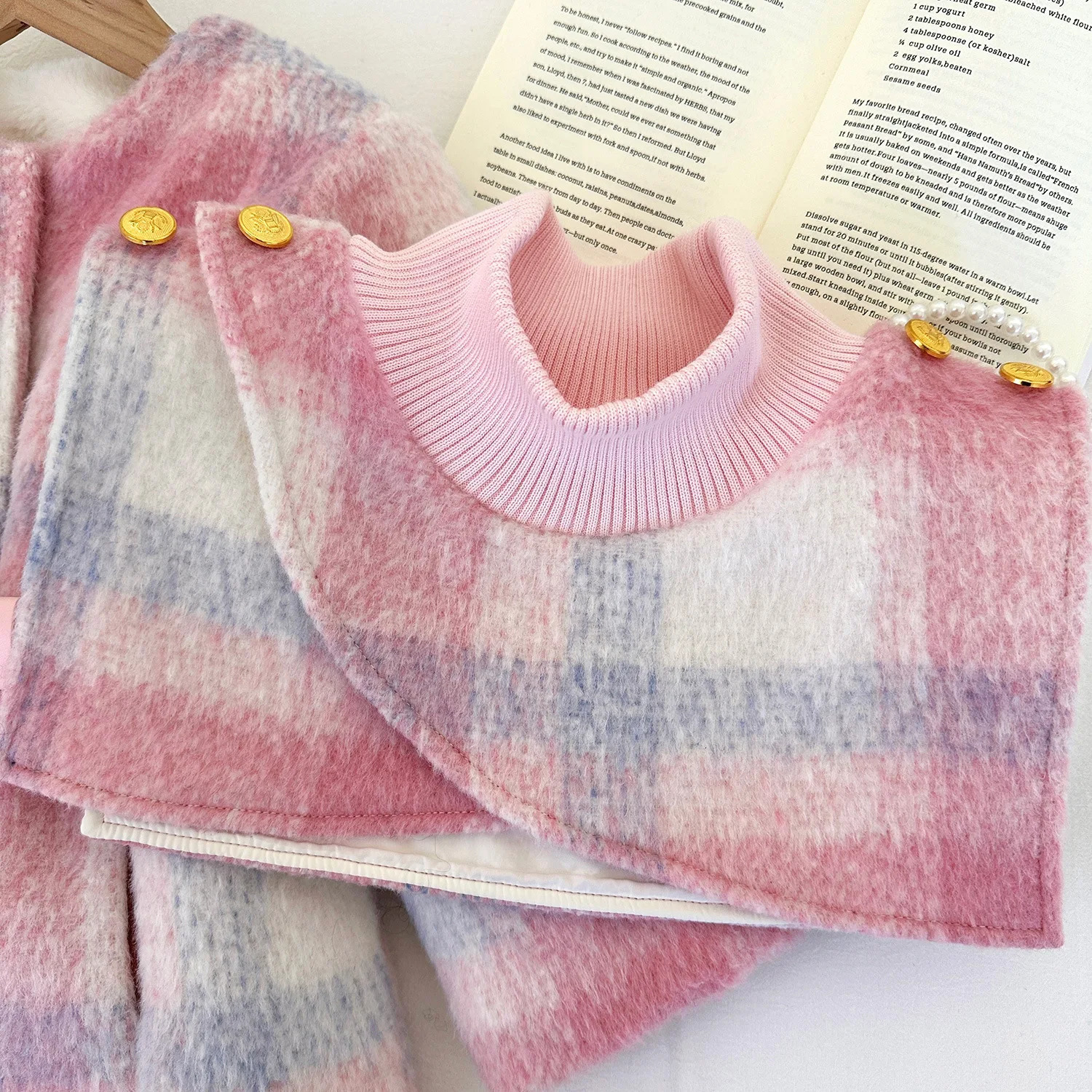 Kids Girls Jacket Coat Outwear Sweet Thicken Winter Woolen Coat for Girls Outdoor Overcoat Childrens Year Clothes With Belt 251103