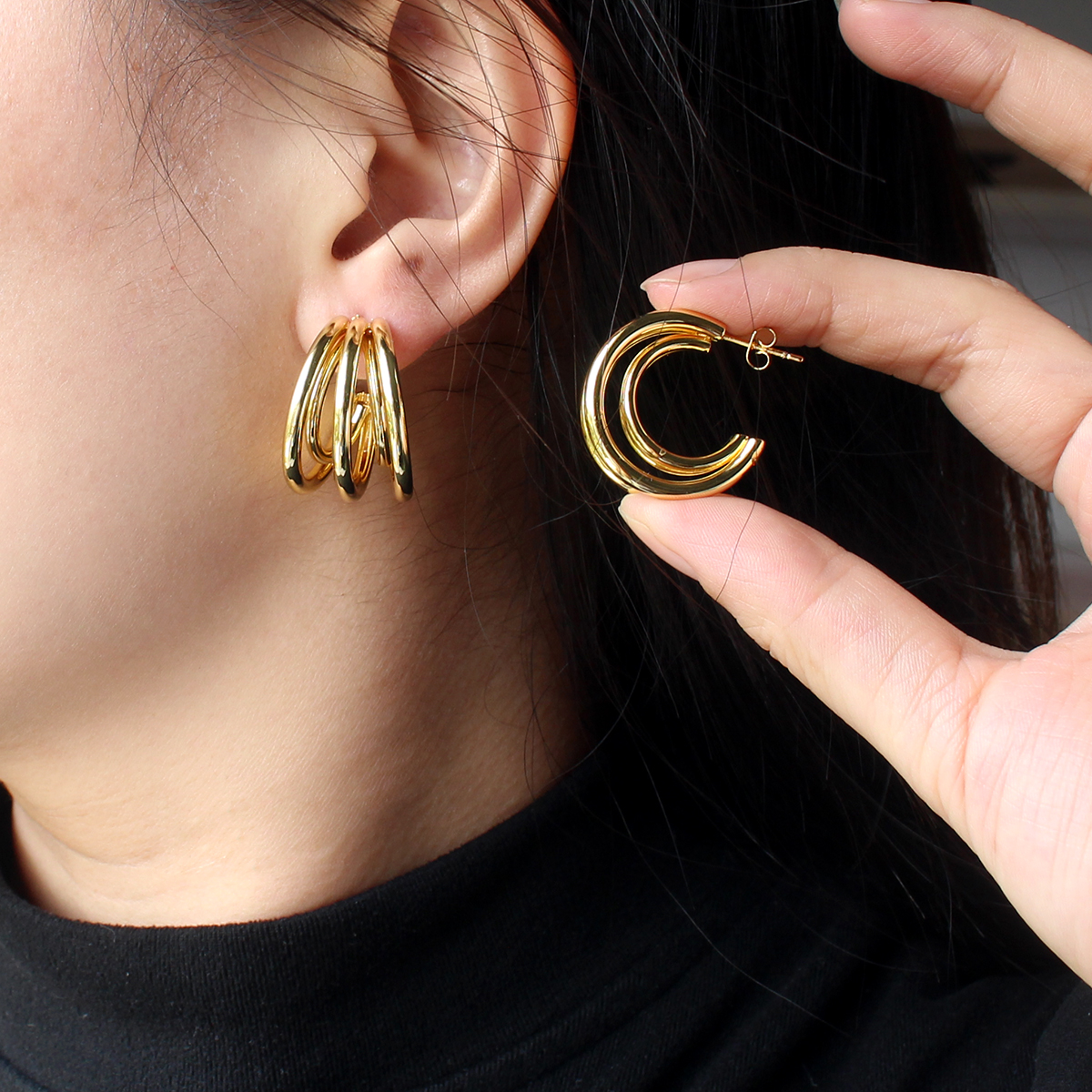 Stainless Steel Earrings Simple Elegant Women's Earrings 18k Gold Plated Earrings Women's Earrings Stud Gift Jewelry