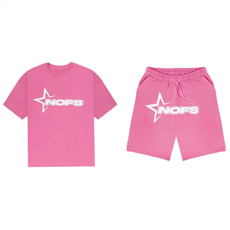 2025 Mens Clothing Fashion Letter Graphics T-shirt Men Hip-hop Punk Y2K Summer Short Sleeve American Street Tops Shorts Set 250407