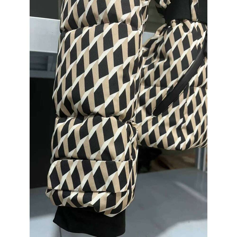 Women's Fashion Winter Hooded High Waist Padded Sport Coats Belt Parka Female Elegant Thick Warm Pocket Windproof Skiing Jackets