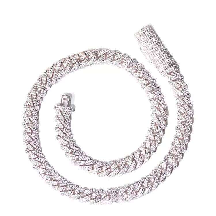 Sgarit Jewelry Manufacturer 925 Silver VVS1D Carbonite Diamond Cuban Chain Necklace for Men