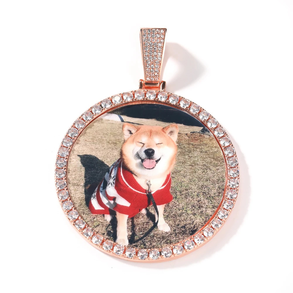 THE BLING KING Oversize Large Round Custom Po Pendant Necklace Engrave Name Iced Out CZ Hiphop Jewelry Memory Gifts 250409