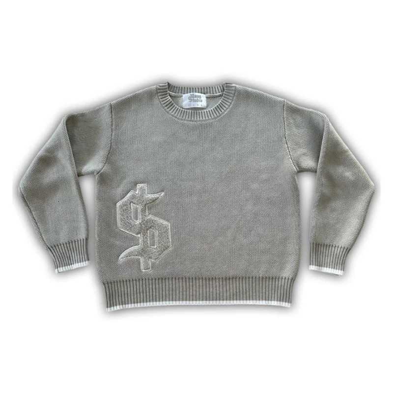 Fashion Y2K Retro Dollar Graphics Embroidered Black Knit Loose Sweater Fashionable Letter Style Unisex Gothic Hip Hop Round Neck Sweater Y251110