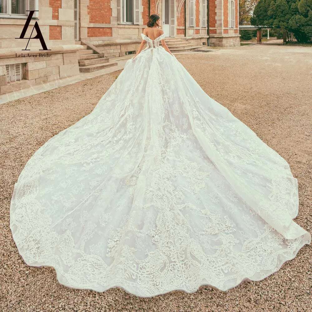 LelaAcra Off Shoulder Wedding Dresses for women 2025 Sweetheart Appliques Royal Train Princess Bride Gowns JK29 Vestido de Noiva