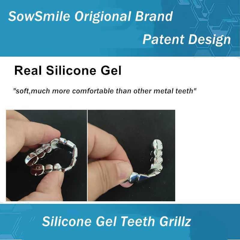 SowSmile Hiphop gold and silver genuine silicone gel stuck on the denture cover Teeth Grillz M250410