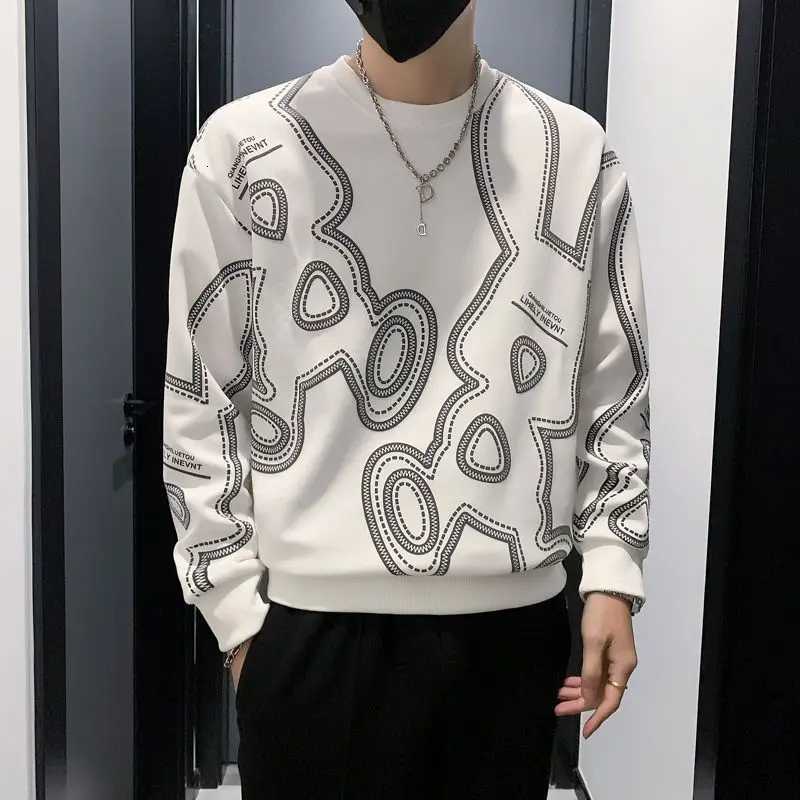 Spring Autumn New Fashion Cotton Printed T-Shirts Mens Clothing Casual Loose Tees Pullovers Korean Style O Neck Long Sleeve Top K251110
