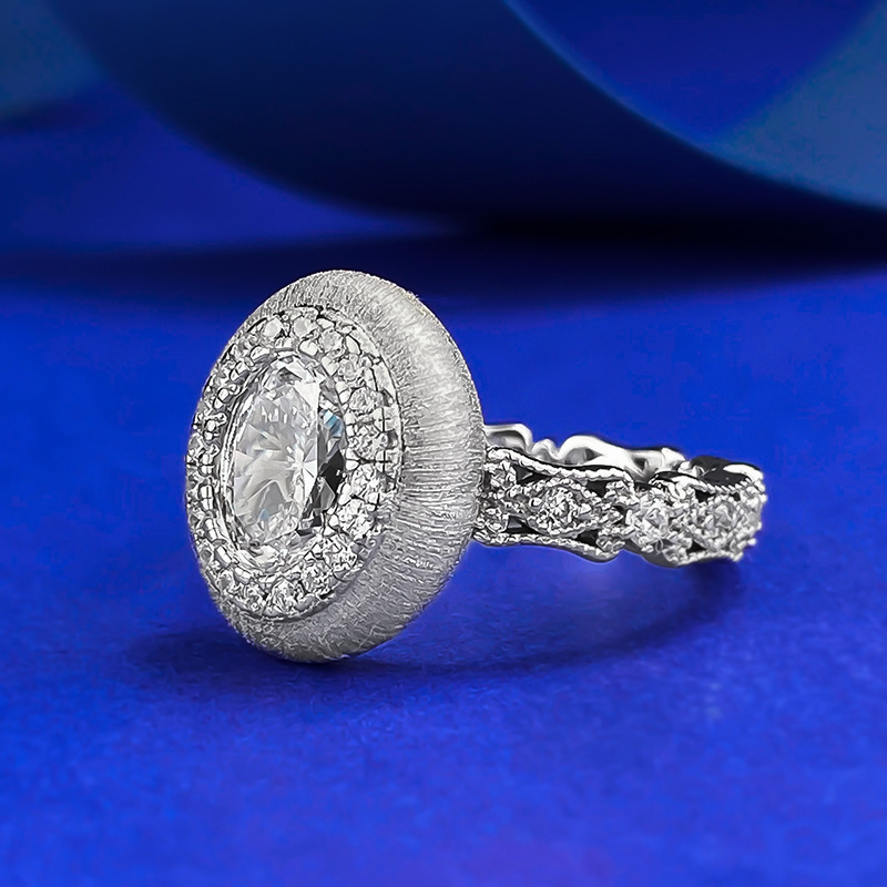 Mujing Jewelry S925 Designer Ring Silver Vintage Egg-shaped Brushed Ring Fashion Ring High-end Versatile Design Fashion Ring