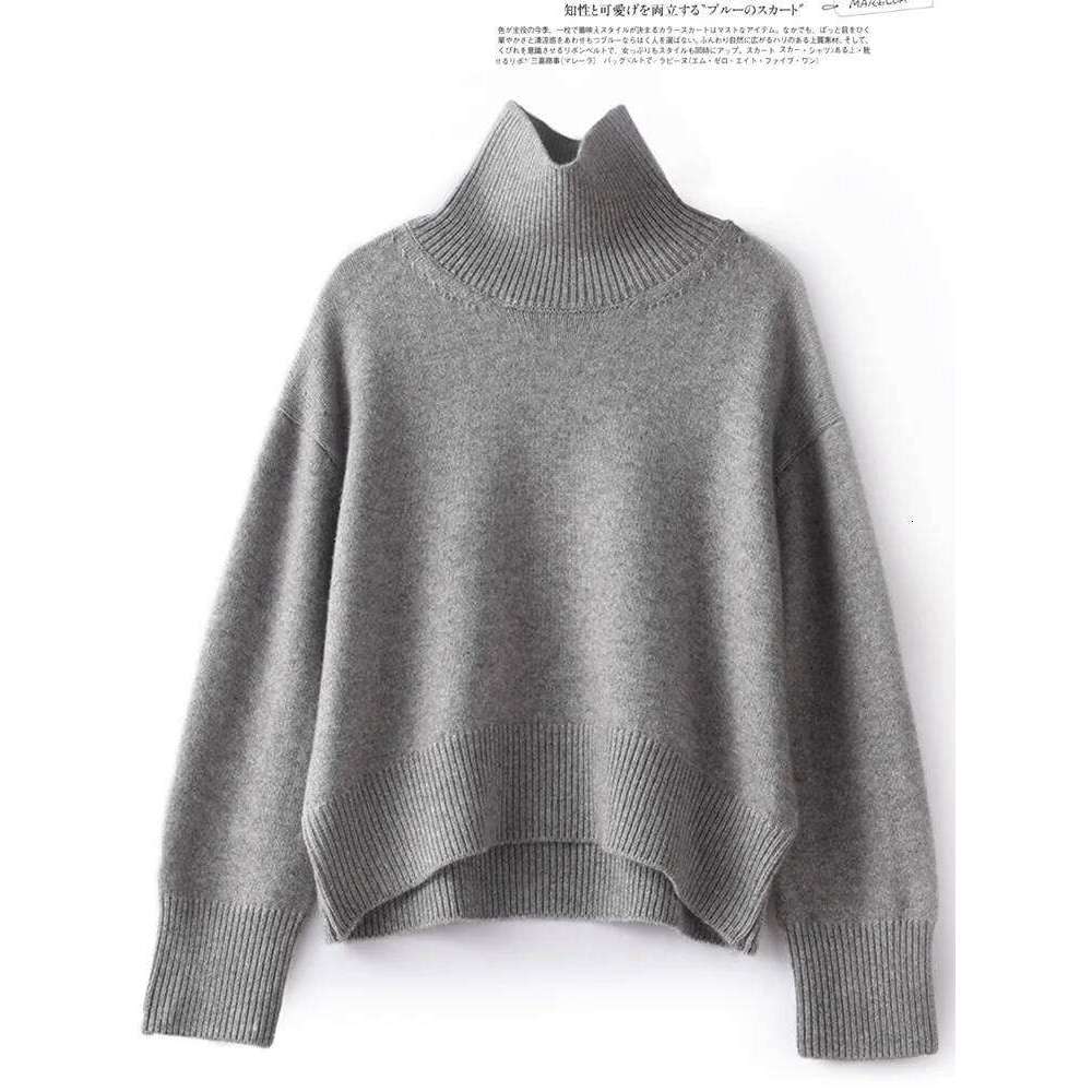Autumn And Winter New 100% Pure Cashmere Women's Thick Turtleneck Pullover Loose Knit Sweater