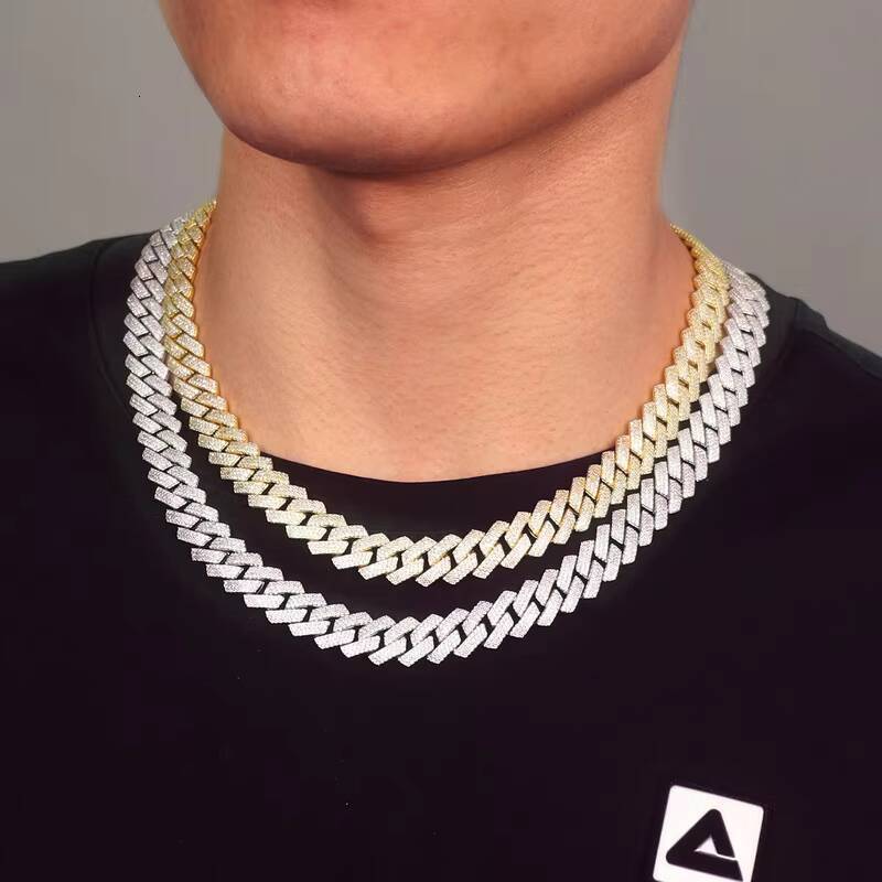 Best Price 13/14/16MM HipHop Iced VVS Moissanite Diamond Cuban Link Sterling Silver Rock From Jewelry Reseller