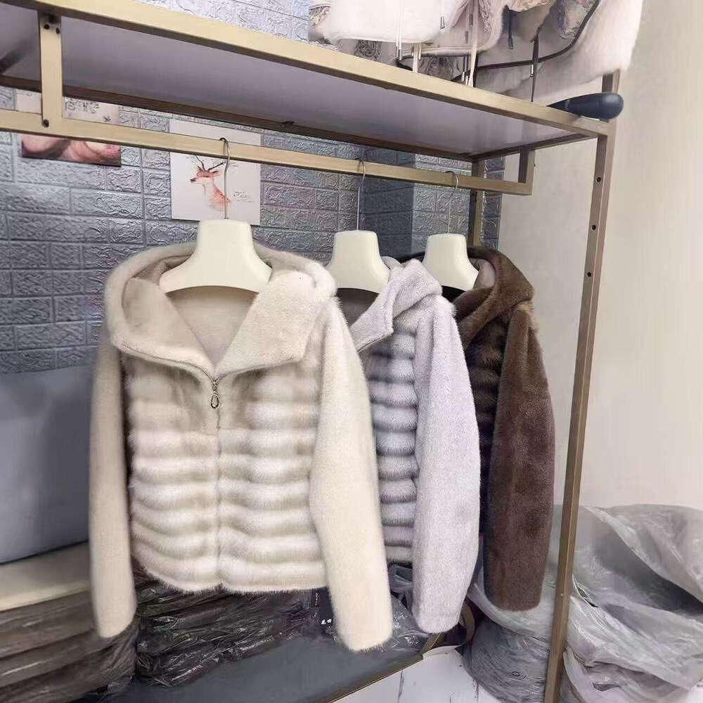 Mink Thickened with Winter HighEnd Coat Imitation Hood, OnePiece Short Style for Petite Sizes, EcoFriendly Fur Hood, Sizes, Hood, Sizes, Hood, Sizes,