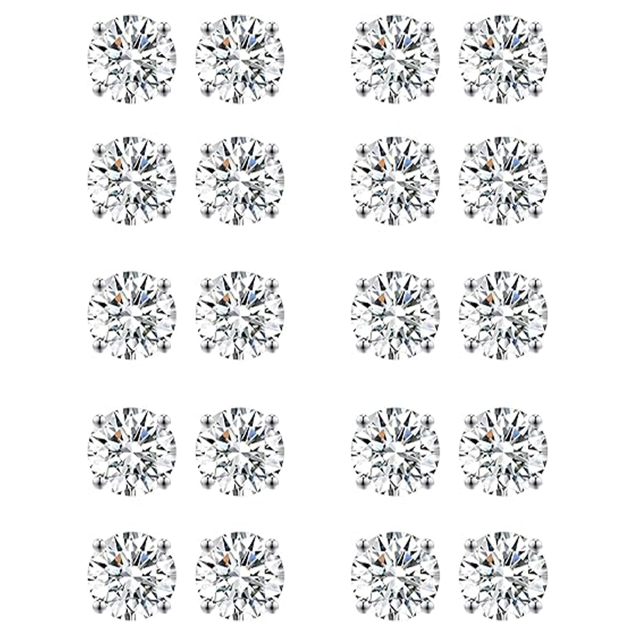 10 Pairs Tiny Cartilage Stud Earrings Stainless Steel Small Round CZ Stud Earrings Tragus Piercing Earring Set for Men Women Screw Flat Back 20G