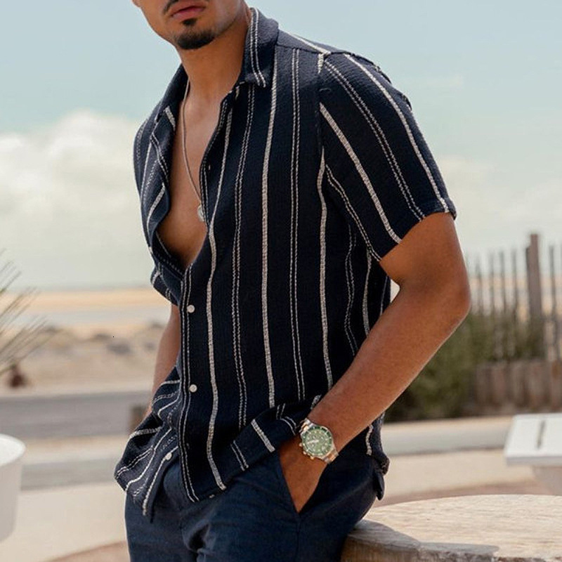 2022 new mens printed Hawaiian Beach Short Sleeve Shirt cardigan