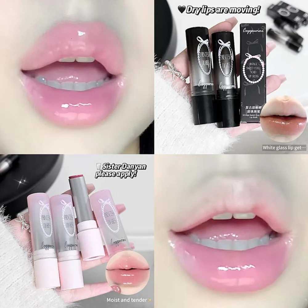 Sweet Pink Crystal Solid Lip Gloss Nude Brown Mirror Lipstick Moisturizing Glass Jelly Finish Not Sticky Daily Lip Tint MakeupT251110