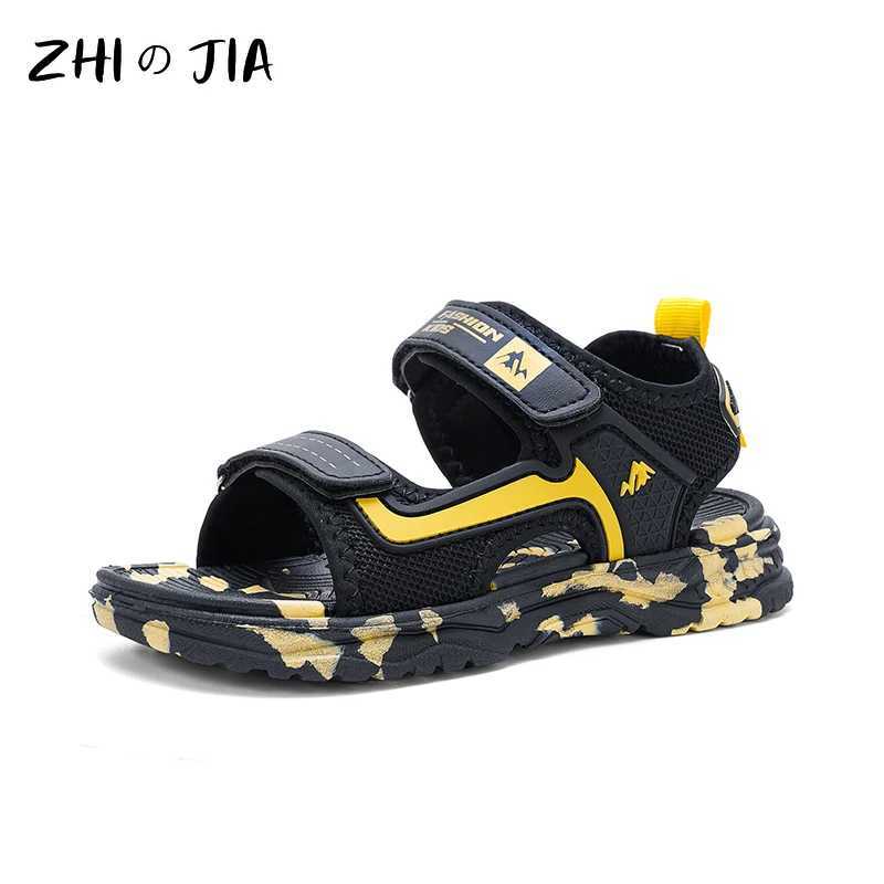 Summer popular hook and loop buckle camouflage beach sandals childrens sports sliders boys lightweight anti slip shoes Z250410