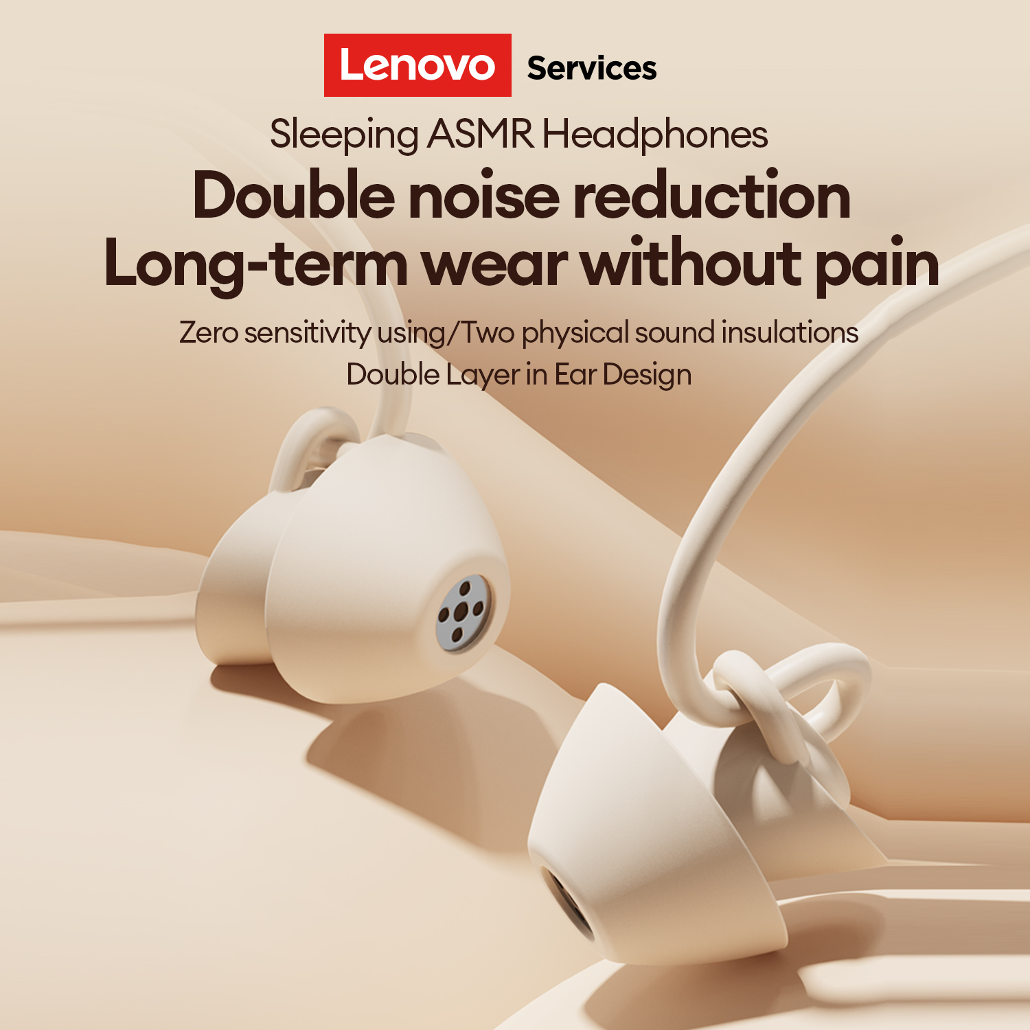 LenovoService Wired Earphones Y107 Type-C In-Ear 3.5mm Sleep Headphones Noise-Cancelling for Gaming Music with HD Mic Stereo Sound, Lightweight Cloud-