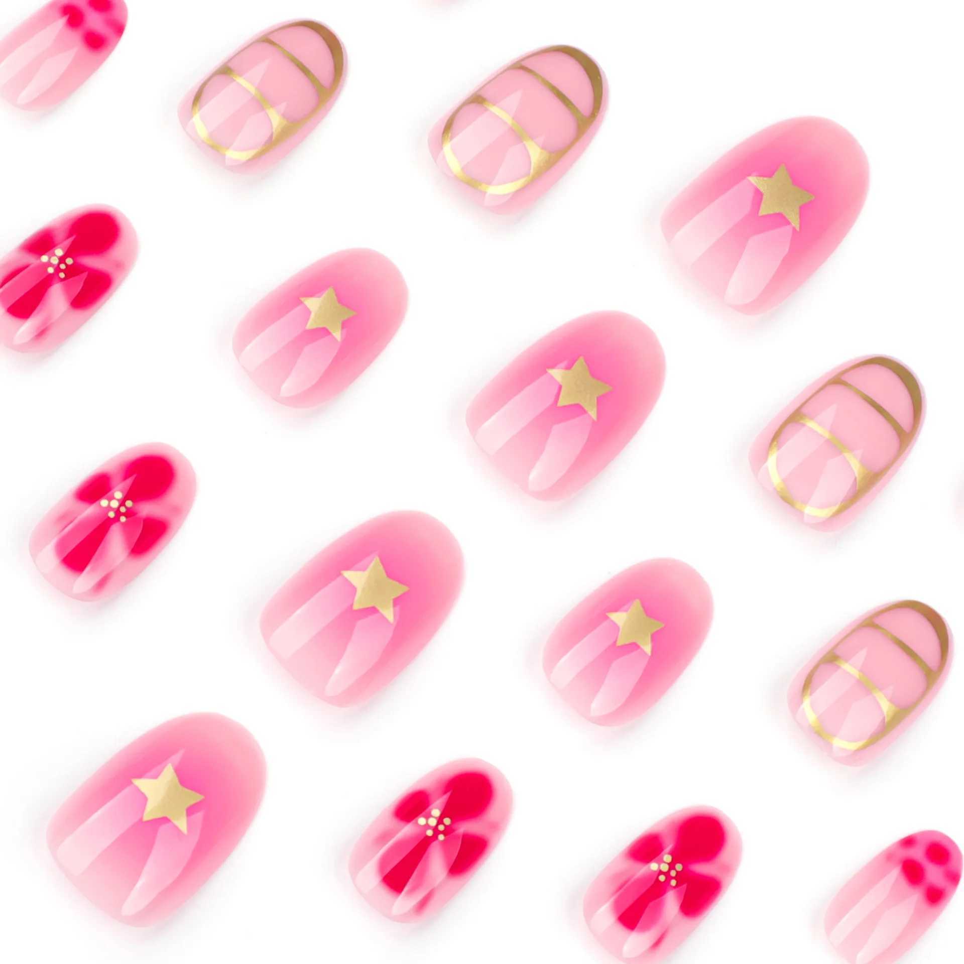 24 pieces of short fake acrylic press used for nail sets detachable wearable fake nail tips decorative artificial realistic nail art supplies W250410