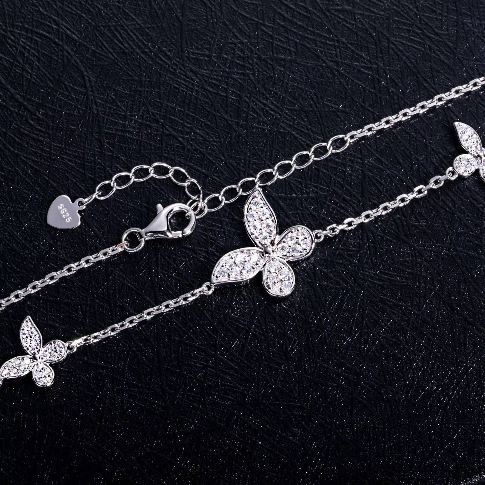 Fashion New Trend Butterfly 925 Sterling Silver Vvs Moissanite Fine Anklets Chain Leg Bracelet for Women