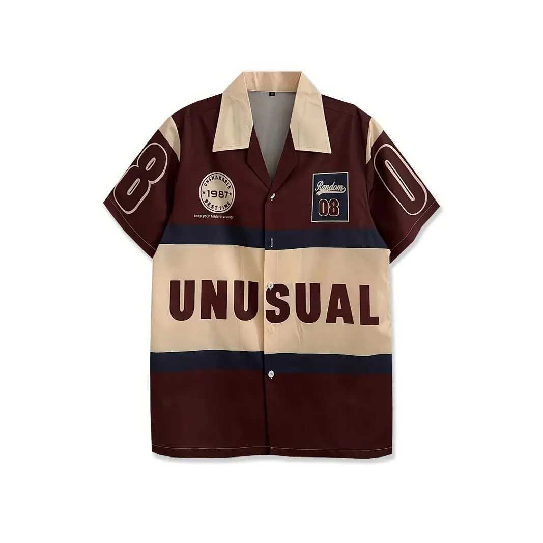 Casual mens shirt with unusual pattern print summer short sleeved T-shirt fashionable street fashion mens oversized clothing Hawaiian shirt X250410