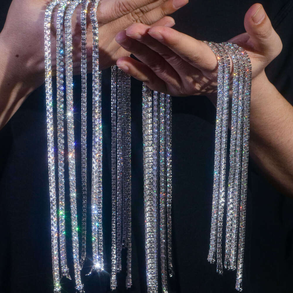 Wholesale 3mm 4mm 5mm Tennis Chain 925 Silver Gold Plated Iced Out VVS Moissanite Tennis Chain