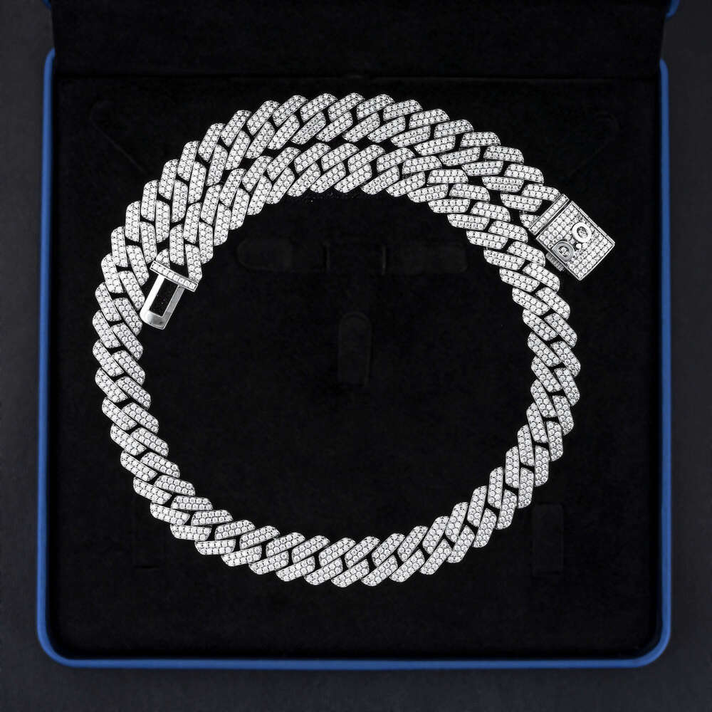 RTS Hip Hop Full Ice Out Mossanite Chain 6mm-14mm S Sier Necklace High Quality Dia Moissanite Cuban k