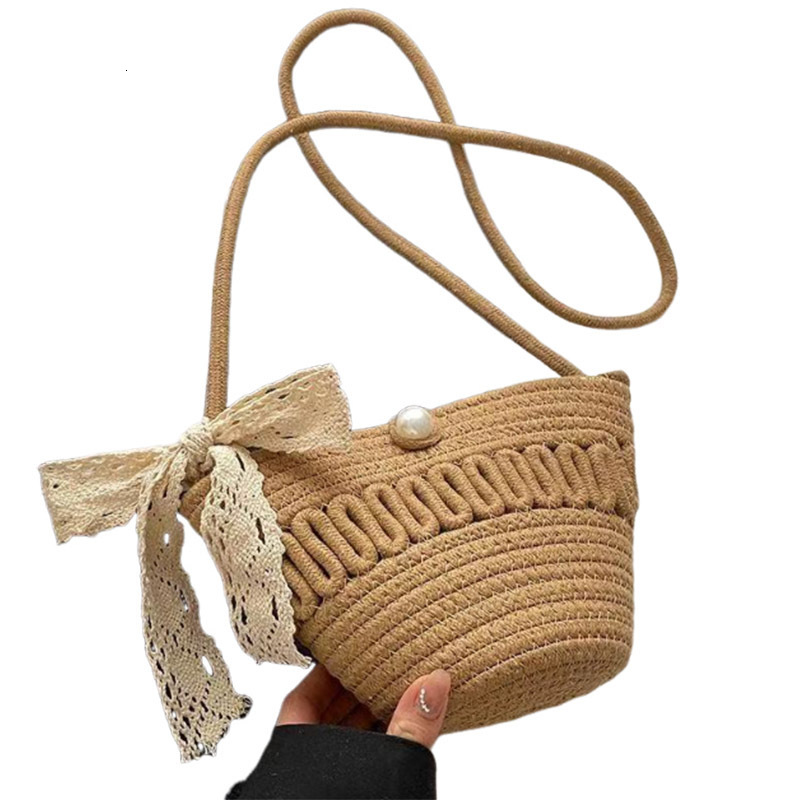 New Shell Single Shoulder Crossbody Women's Fashion Cotton Small Phone Beach Woven Bag