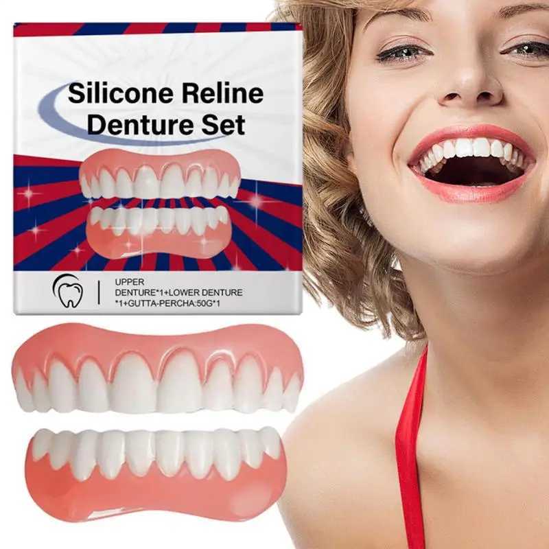 New Arrival Silicone denture set with silicone upper and lower veneers laughing soft denture set with silicone lining soft denture set Z250410