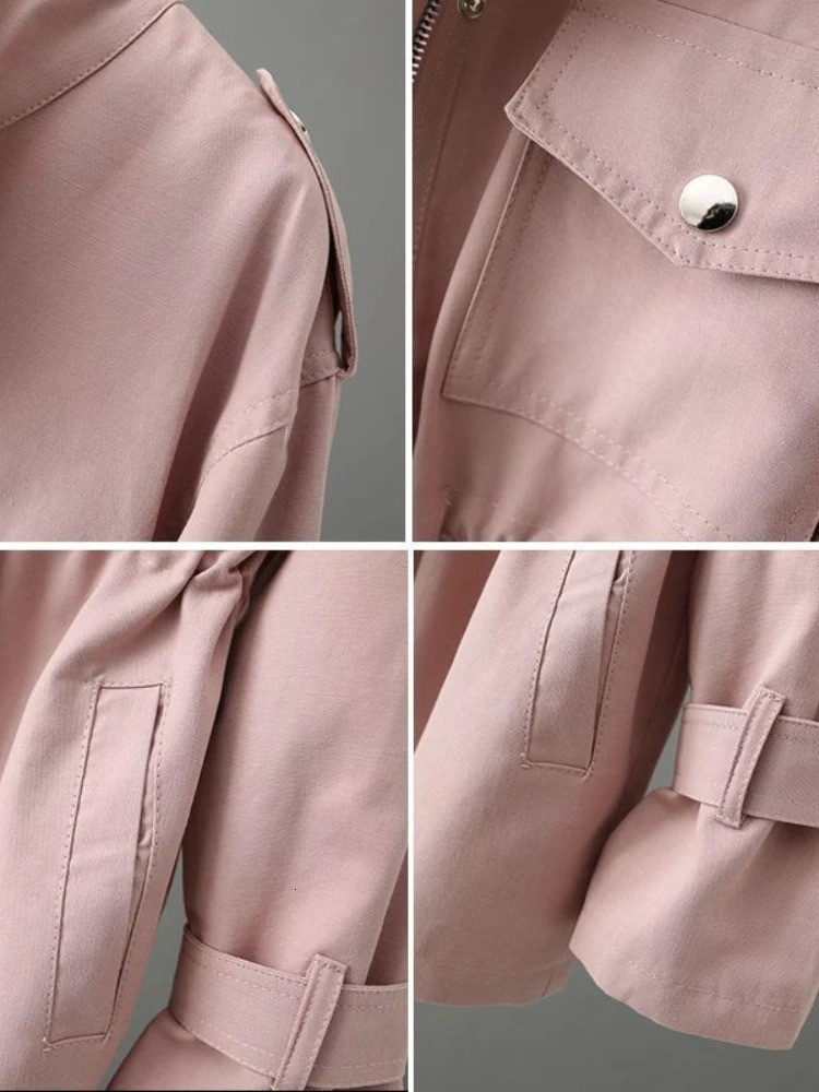 Womens windshield autumn Korean wild pine stand collar fashionable pink jacket female student lining 250410