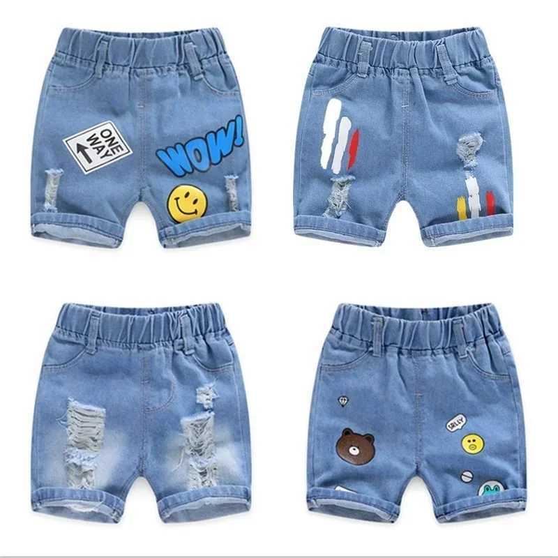 Boys jeans and shorts 2023 new childrens clothing baby five oclock pants summer childrens shorts Z250410