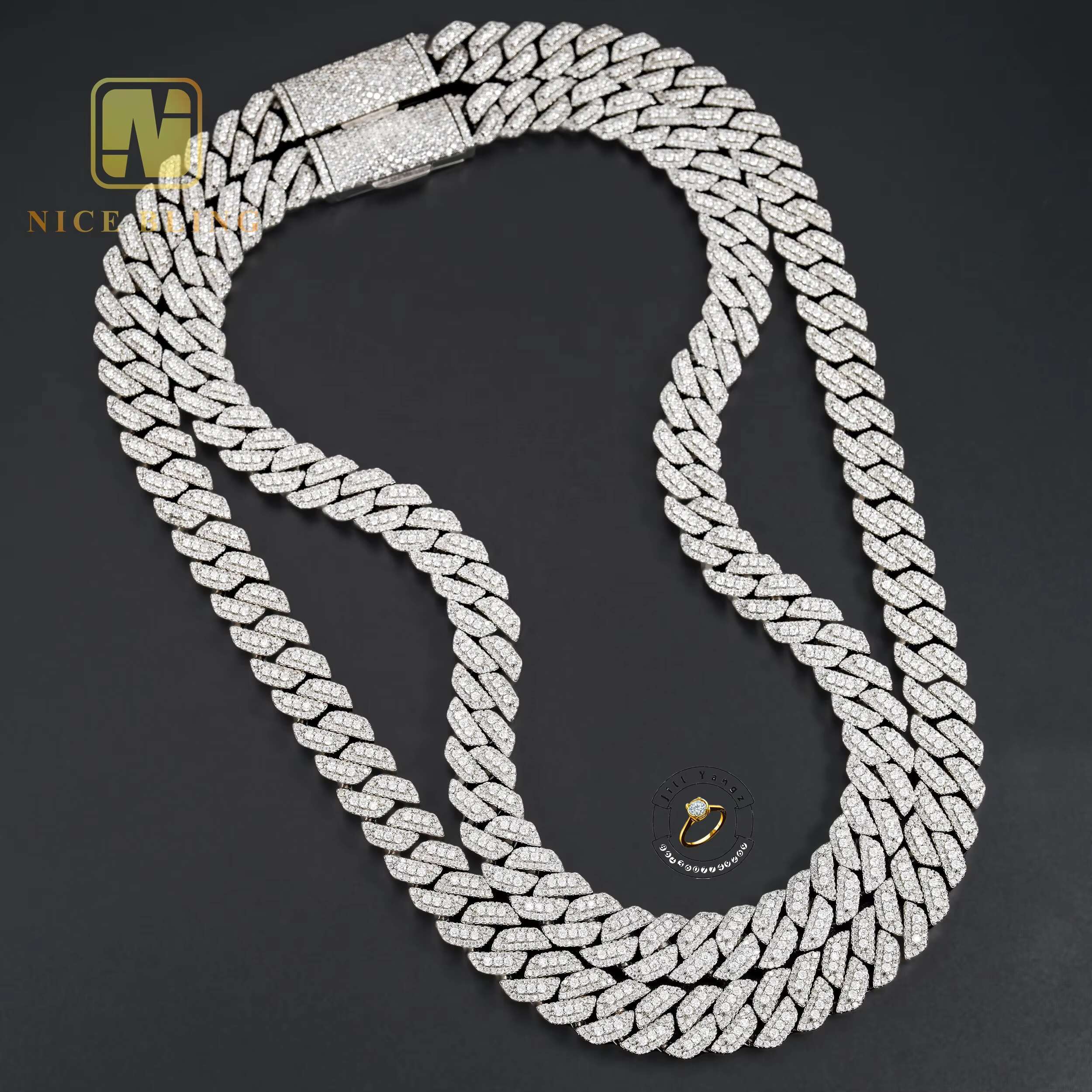 Fine Gifts Moissanite 925 Silver Hip Hop Iced Out Fine Jewelry 10k 12k14k Custom Beaded Chain Cuban Chain